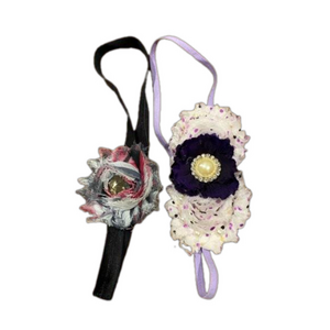 Set of 2 Unique Ribbon and Simulation Pearl Design elastic hair accessories